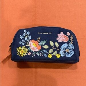 Rifle Paper Co. Navy Floral Embroidered Pouch